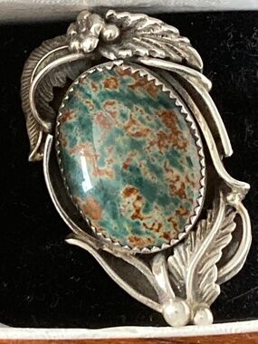 Large Southwest Style Vintage Damele Green  Turquoise Ring